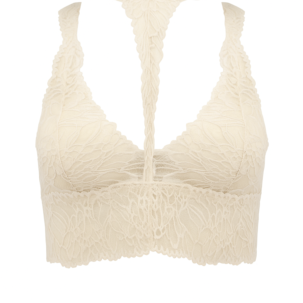 Women’s Lace Bralette in Light Beige | Soft Comfortable Bralette with Removable Cups