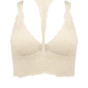 Women’s Lace Bralette in Light Beige | Soft Comfortable Bralette with Removable Cups