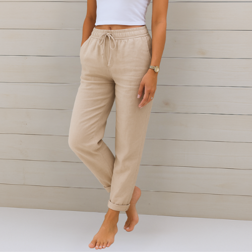 Women’s Linen Stretch Trousers | Lightweight Elegant Summer Pantalon for Work & Everyday Wear
