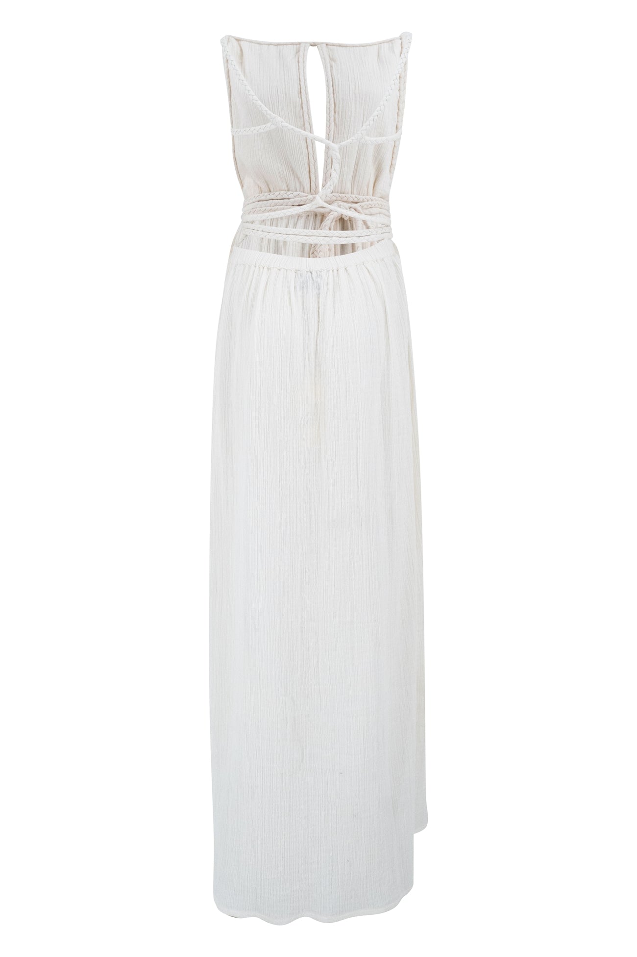 Women’s Off White Maxi Summer Dress with Side Split | Lightweight Cotton Dress for Holidays & Warm Weather