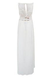Women’s Off White Maxi Summer Dress with Side Split | Lightweight Cotton Dress for Holidays & Warm Weather